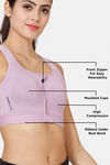 Zelocity High Impact Quick Dry Front Opening Sports Bra - Lavender Herb — thumbnail 8